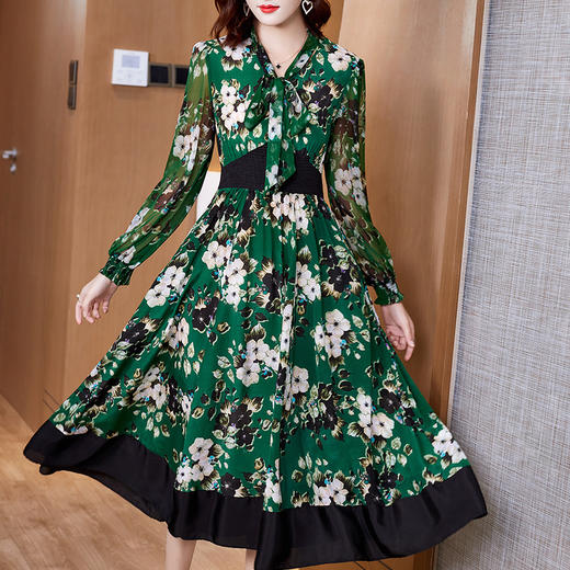 NYT-TT20028新款印花双绉真丝连衣裙 商品图2