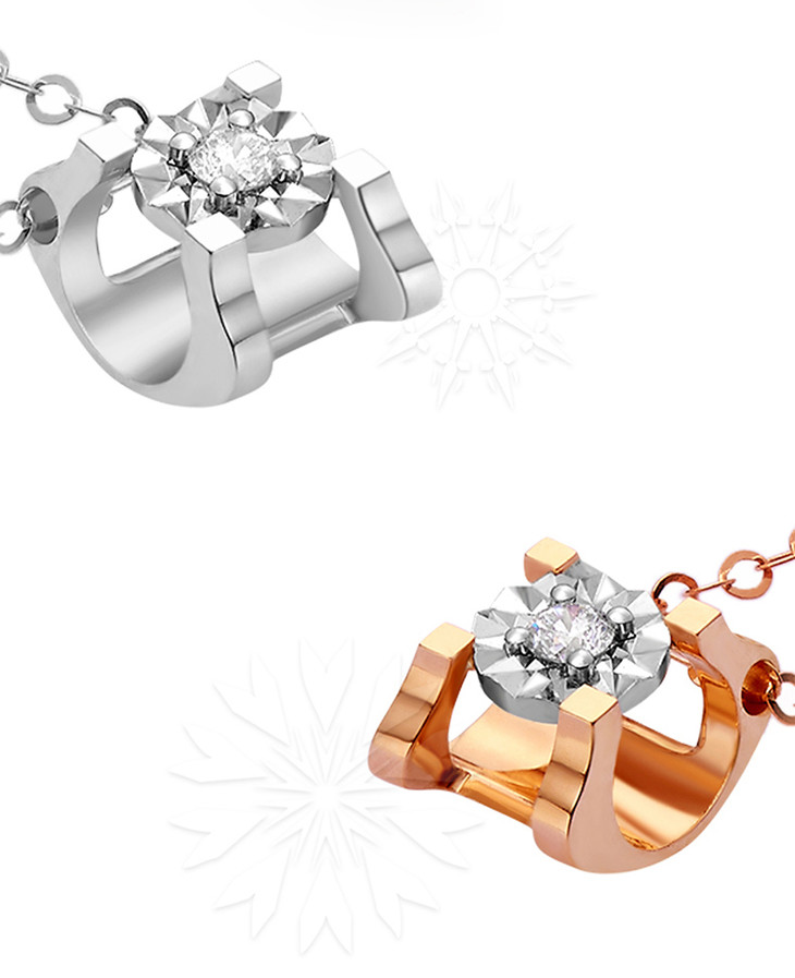 iten十心十箭18k玫瑰金项链女饰品吊坠钻石锁骨链