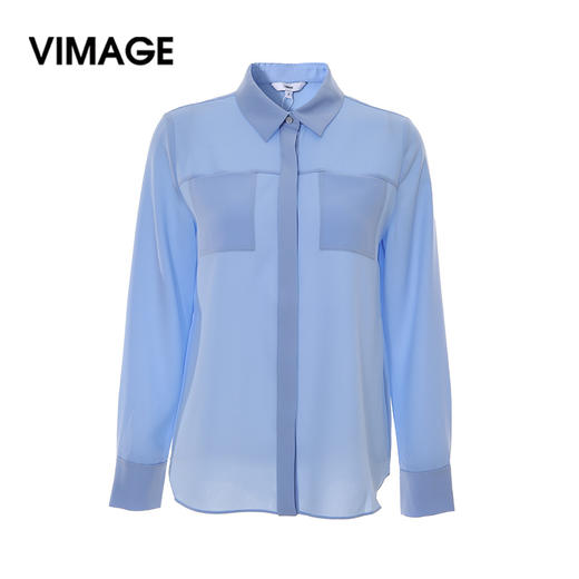VIMAGE纬漫纪夏款时尚干练职业纯色百搭显瘦雪纺衬衫女薄V1309911 商品图6