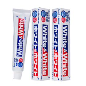 狮王（Lion）White&white美白牙膏150g×3支大白管日本进口 去黄去渍