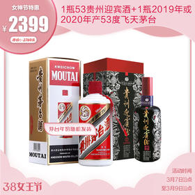 【酱酱组合】19年产或20年产飞天茅台一瓶（随机发货）+贵州迎宾一瓶   酱酱组合