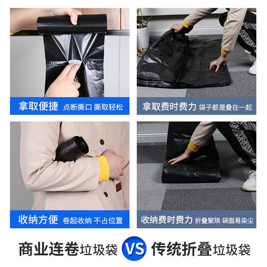苏诺特大号卷装垃圾袋物业黑色100*120cm*20只办公酒店商用易撕取清洁袋 商品图2