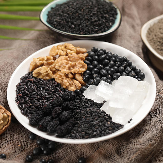 福东海 黑芝麻核桃黑米黑豆粉即食代餐粥早餐方便泡水600g 商品图3