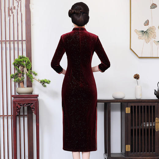 MY-69223新款时尚立领绣花妈妈装连衣裙旗袍 商品图2