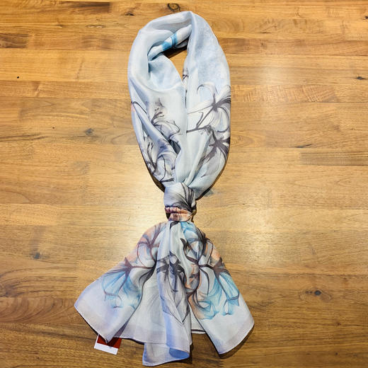 法国品牌renoma 出口韩国 桑蚕丝（网格纱）百合花时尚长巾 商品图5