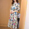 NYT-X071新款时尚烧花连衣裙气质圆领中长款打底裙 商品缩略图0