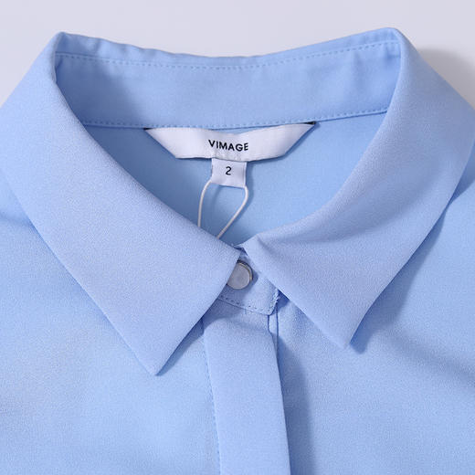 VIMAGE纬漫纪夏款时尚干练职业纯色百搭显瘦雪纺衬衫女薄V1309911 商品图8