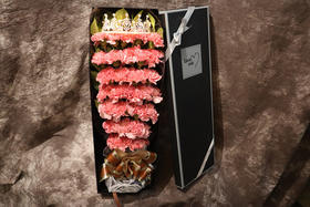 优雅温馨---33支康乃馨黑色礼盒星光版