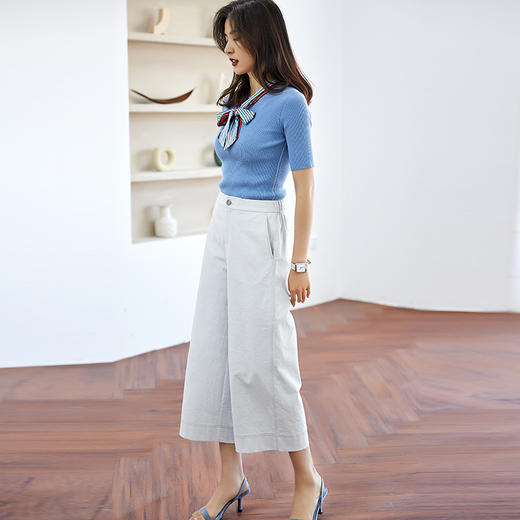 【商品同款】  娇鼎雾蓝色坑条 针织衫  CJKF311 商品图7