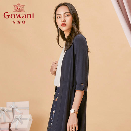 乔万尼春季时尚中袖显瘦百搭长款针织衫ES1M008 商品图2