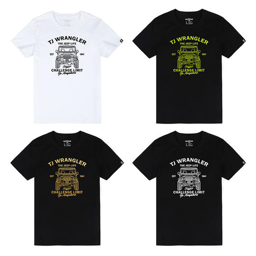 常规圆领夏季情侣工装军旅纯色创意越野车印花修身短袖青春潮T恤 商品图1