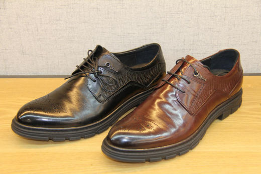 豪行春季新款10187215舒适休闲厚底男单鞋系带宽松黑色商务鞋正品 商品图3