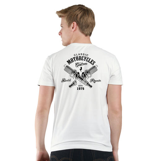 男士夏季机车风元素motorcycles个性设计短袖潮流T恤纯棉烫花图案 商品图0