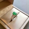 冰种阳绿翡翠蛋面戒指18k白金钻石镶嵌 商品缩略图1