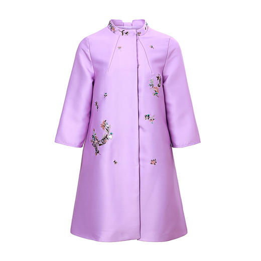 YFN-19503新品复古女装长袖蓝色减龄中长款风衣外套 商品图4