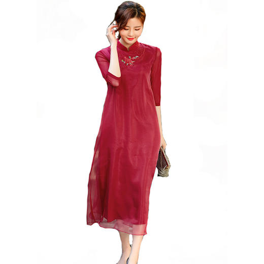 OG-36109复古中国风刺绣禅服宽松大码连衣裙 商品图4