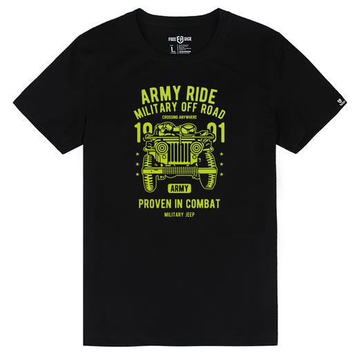 男士夏装新款潮流宽松棉弹力简单个性烫金印花定制短袖越野风 T恤 商品图3