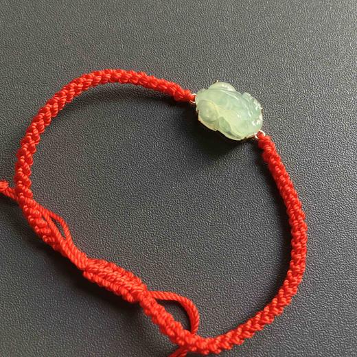 冰种晴水翡翠貔貅手绳18k玫瑰金镶嵌 商品图5