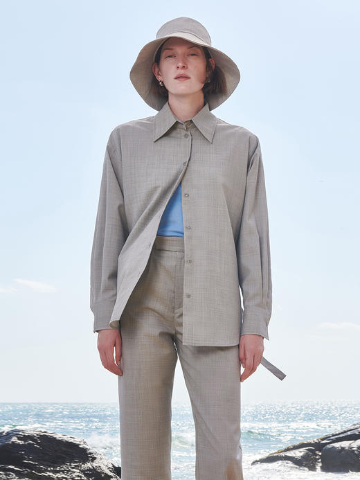 HIDEMI 斑鸠灰精纺薄羊毛渔夫帽 商品图3