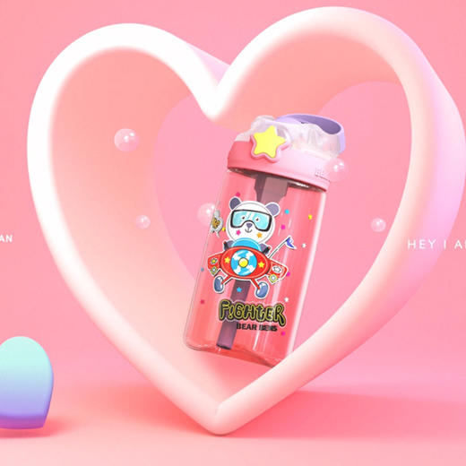 熊本士儿童水杯防漏吸管杯宝宝水壶幼儿园防摔小学生便携 商品图6