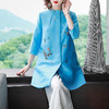 YFN-19503新品复古女装长袖蓝色减龄中长款风衣外套 商品缩略图1