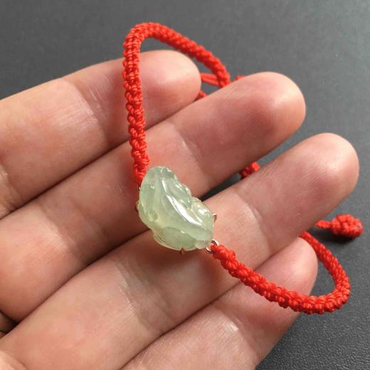 冰种晴水翡翠貔貅手绳18k玫瑰金镶嵌 商品图1