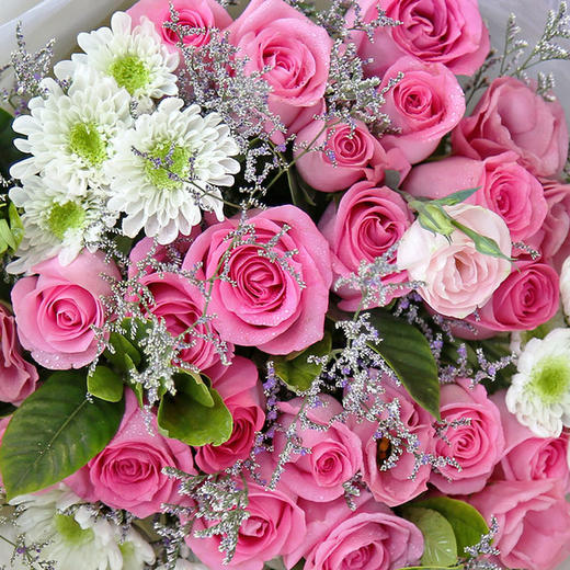 最美的时光    19支糖果色玫瑰，白色小雏菊，栀子叶，情人草搭配！(1921) 商品图4