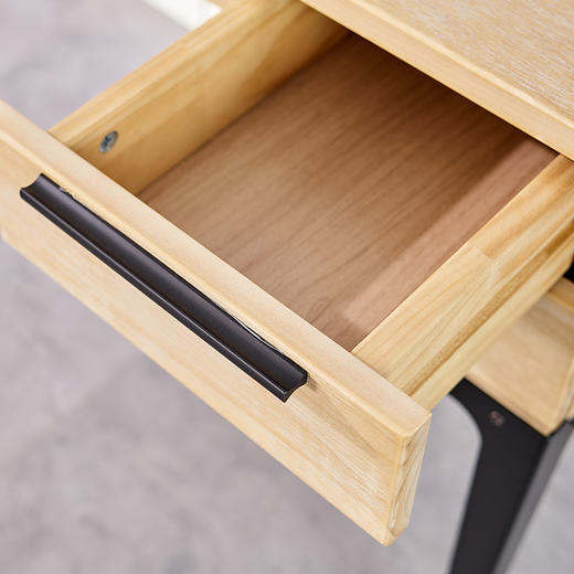 喜梦宝实木书桌北欧简约轻工业风1.2米写字桌卧室置物桌黑铁艺脚 商品图3