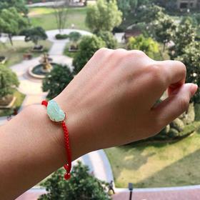 冰种晴水翡翠貔貅手绳18k玫瑰金镶嵌手链