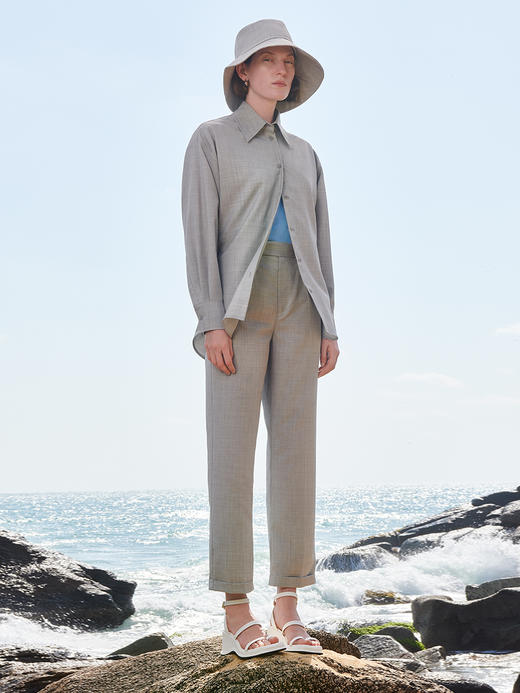 HIDEMI 斑鸠灰精纺薄羊毛渔夫帽 商品图2