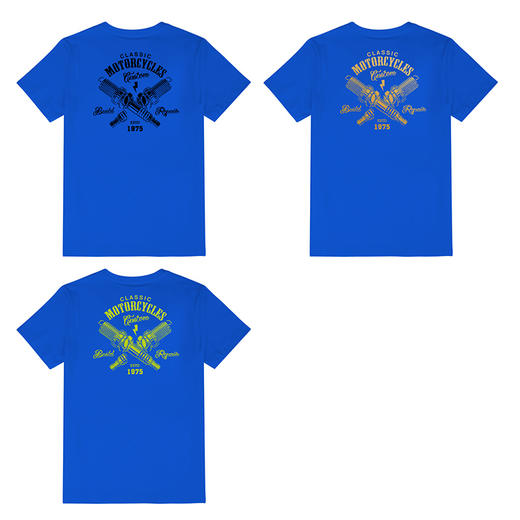 男士夏季机车风元素motorcycles个性设计短袖潮流T恤纯棉烫花图案 商品图3