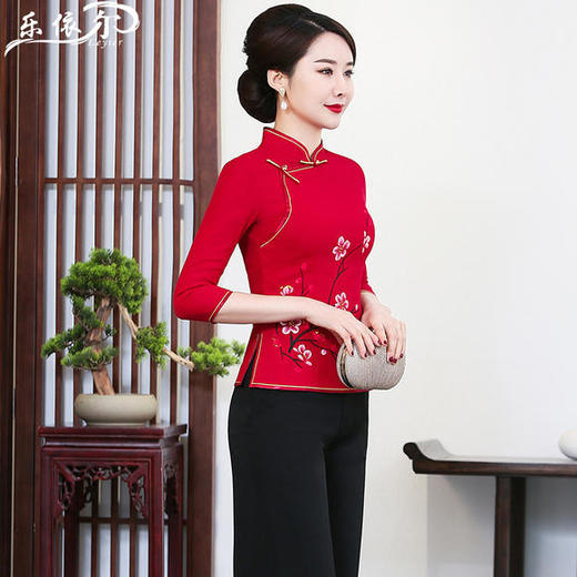 LYE-2031新款复古亚麻手绘旗袍唐装套装 商品图1