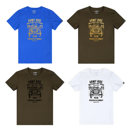 男士夏装新款潮流宽松棉弹力简单个性烫金印花定制短袖越野风 T恤 商品图2