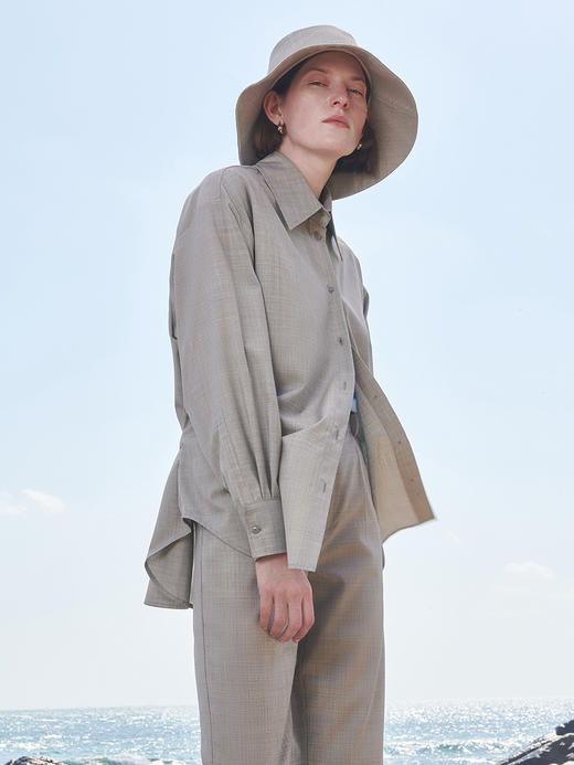 HIDEMI 斑鸠灰精纺薄羊毛渔夫帽 商品图5