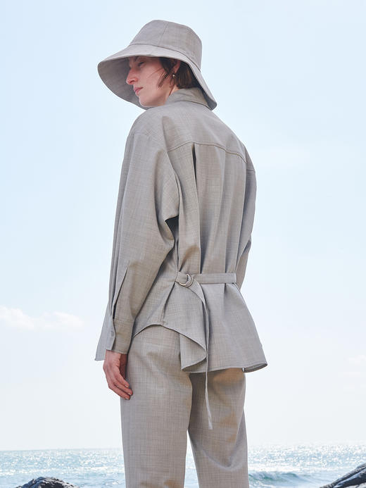 HIDEMI 斑鸠灰精纺薄羊毛渔夫帽 商品图6