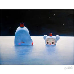 艺术家高贝贝小岛系列艺术版画《小岛泡澡》无框