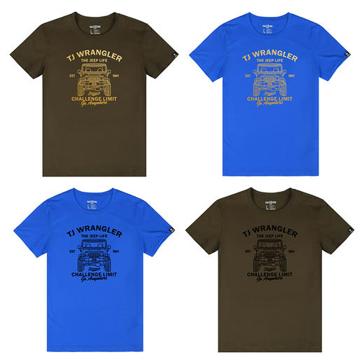 常规圆领夏季情侣工装军旅纯色创意越野车印花修身短袖青春潮T恤 商品图3