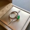 冰种阳绿翡翠蛋面戒指18k白金钻石镶嵌 商品缩略图7