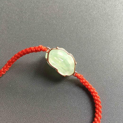 冰种晴水翡翠貔貅手绳18k玫瑰金镶嵌手链 商品图4