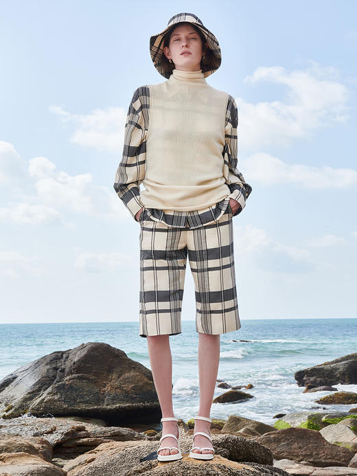 HIDEMI 真丝格纹色织渔夫帽 商品图3