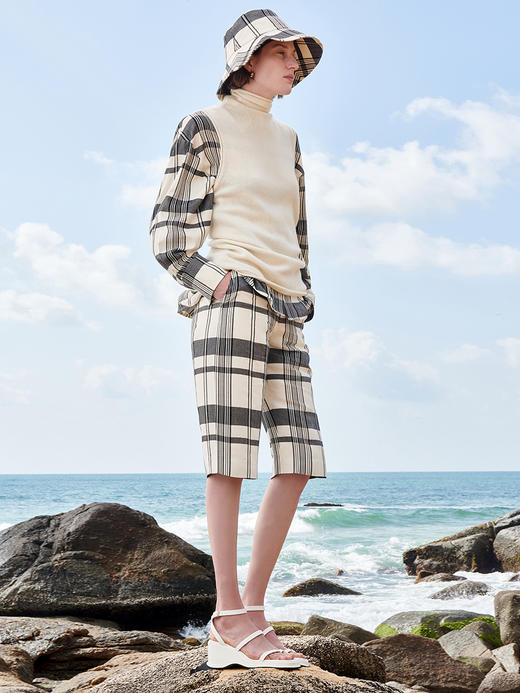 HIDEMI 真丝格纹色织渔夫帽 商品图5