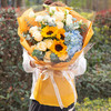 真爱     11支香槟玫瑰，3支向日葵，一个蓝色绣球，桔梗，尤加利搭配（1933） 商品缩略图0