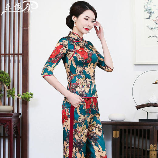 LYE-2039春季新款中式复古改良唐装两件套 商品图1