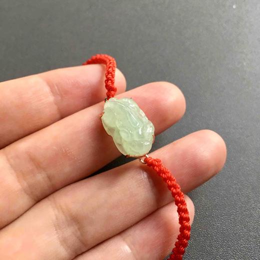 冰种晴水翡翠貔貅手绳18k玫瑰金镶嵌手链 商品图6