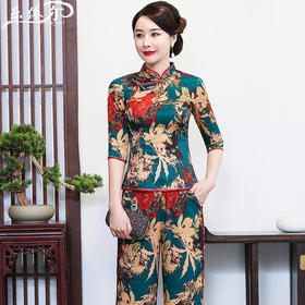 LYE-2039春季新款中式复古改良唐装两件套