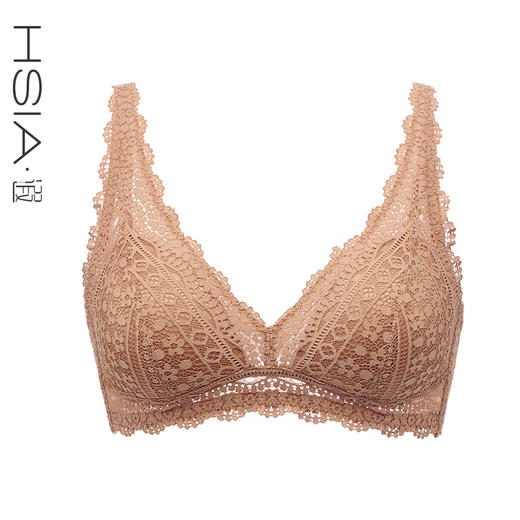 HSIA遐 中小胸薄款内衣女bralette防凸点性感全蕾丝无钢圈文胸春光2020 商品图1