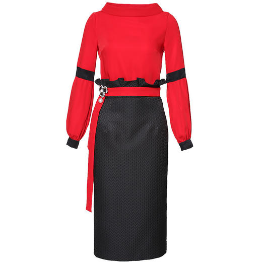 BHS-0000173120气质通勤套装裙大红上衣+包臀半裙两件套 商品图4