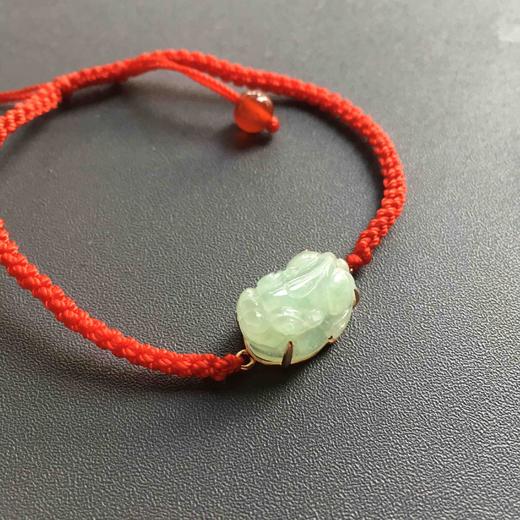 冰种晴水翡翠貔貅手绳18k玫瑰金镶嵌手链 商品图2