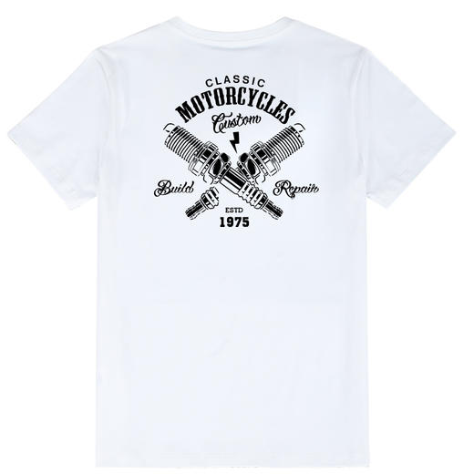 男士夏季机车风元素motorcycles个性设计短袖潮流T恤纯棉烫花图案 商品图5