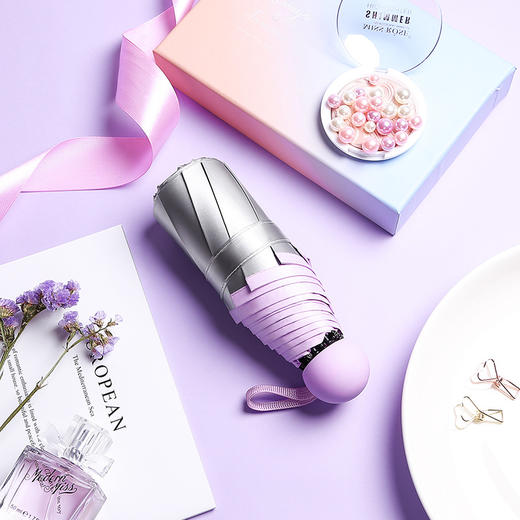 【颜值爆表】钛银胶超轻遮阳伞折叠黑胶防晒晴雨伞五折8骨迷你太阳伞 商品图5